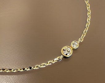 18ct Yellow Diamond Bracelet 0.30ct Solitaire ‘You & I’Classic