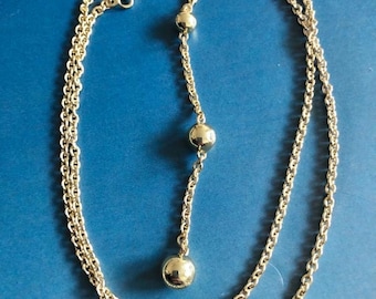 9ct Yellow Gold Lariat Style Beaded Necklace