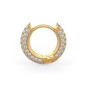 5 Row Diamond Hoop Clicker 10mm in 18ct Yellow Gold 0.80carat Pave set Cartilage Stack Earring (Singular)