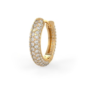 5 Row Diamond Hoop Clicker 12mm in 18ct Yellow Gold 0.95ct Pave set Cartilage Stack Earring (Singular)