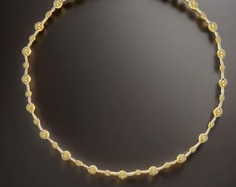 9ct Yellow Gold Beaded Necklace 16 inch Full Beads Chocker UK 375