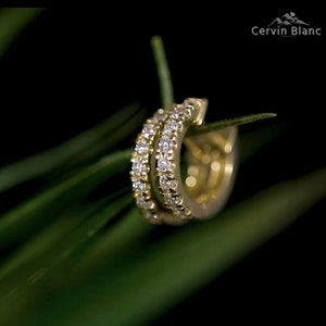 9ct Yellow Gold Diamond Eternity Hoop Earrings 0.20ct Huggies Hoops sleepers
