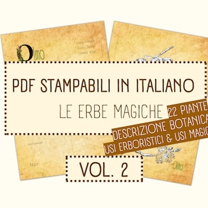 Grimoire in Italian, Herbarium Vol.2, printable digital pages in Italian for your Grimoire and for your Book of Shadows