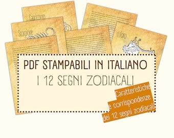 Grimorio in italiano, i Segni zodiacali, astrologia, pagine digitali stampabili in italiano per il tuo grimorio e il tuo Libro delle ombre