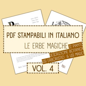 Grimoire in Italian, Herbarium Vol.4, printable digital pages in Italian for your Grimoire and your book of shadows