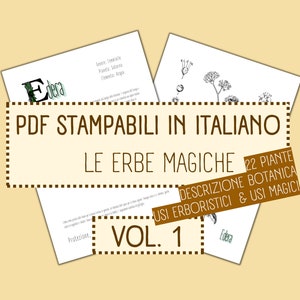 Grimorio in italiano, Erbario Vol.1, pagine digitali stampabili in italiano per il tuo Grimorio e per il tuo libro delle ombre