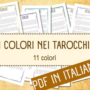 Grimorio en italiano, colores en el Tarot, páginas digitales imprimibles. Construye tu propio Grimorio o Libro de las Sombras.