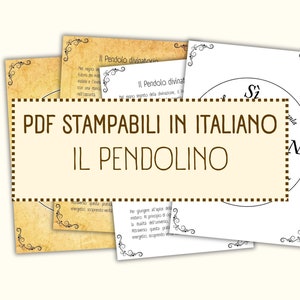 Può includere: Modelli di carte di divinazione del pendolo stampabili in PDF in italiano. La carta ha un cerchio con le parole "Si" (sì) e "No" (no) in un font in stile vintage.