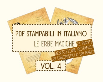 Grimorio in italiano, magia verde, Erbario Vol.4, pagine digitali stampabili in italiano per il tuo Grimorio e libro delle ombre