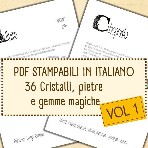 Printable digital pages in Italian for your Grimoire and for your Book of Shadows - volume 1 - Crystals in magic