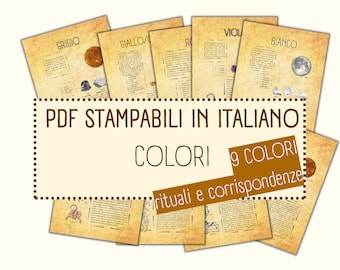 Druckbares Zauberbuch auf Italienisch, Farbmagie, druckbare digitale Seiten auf Italienisch für Ihr Zauberbuch und Ihr Buch der Schatten