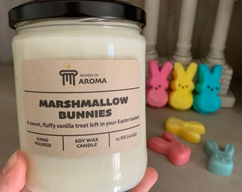 Marshmallow Bunnies Soy Candle - Easter candle - Vanilla marshmallow candle - Easter decor - Easter themed gift - Peeps candle scent