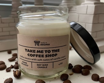 Coffee Shop Soy Candle - Coffee candle - Coffee beans candle - Fresh coffee candle - espresso scented candle - coffeehouse scent