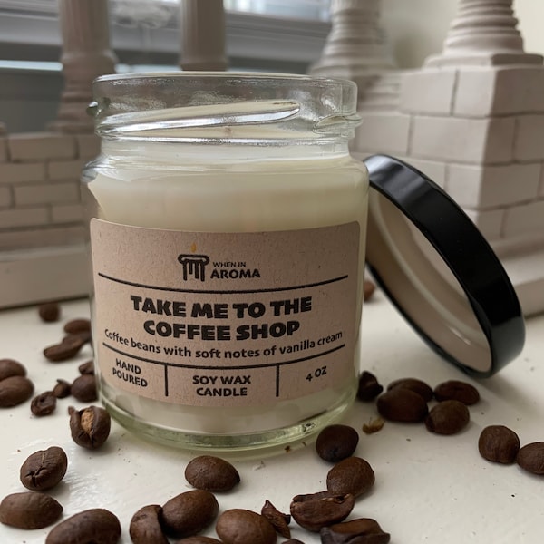 Coffee Shop Soy Candle - Coffee candle - Coffee beans candle - Fresh coffee candle - espresso scented candle - coffeehouse scent