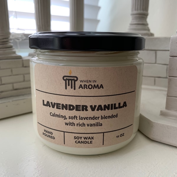 Lavender Vanilla Soy Candle - Lavender candle - Aromatherapy candle - Relaxing soy wax candle