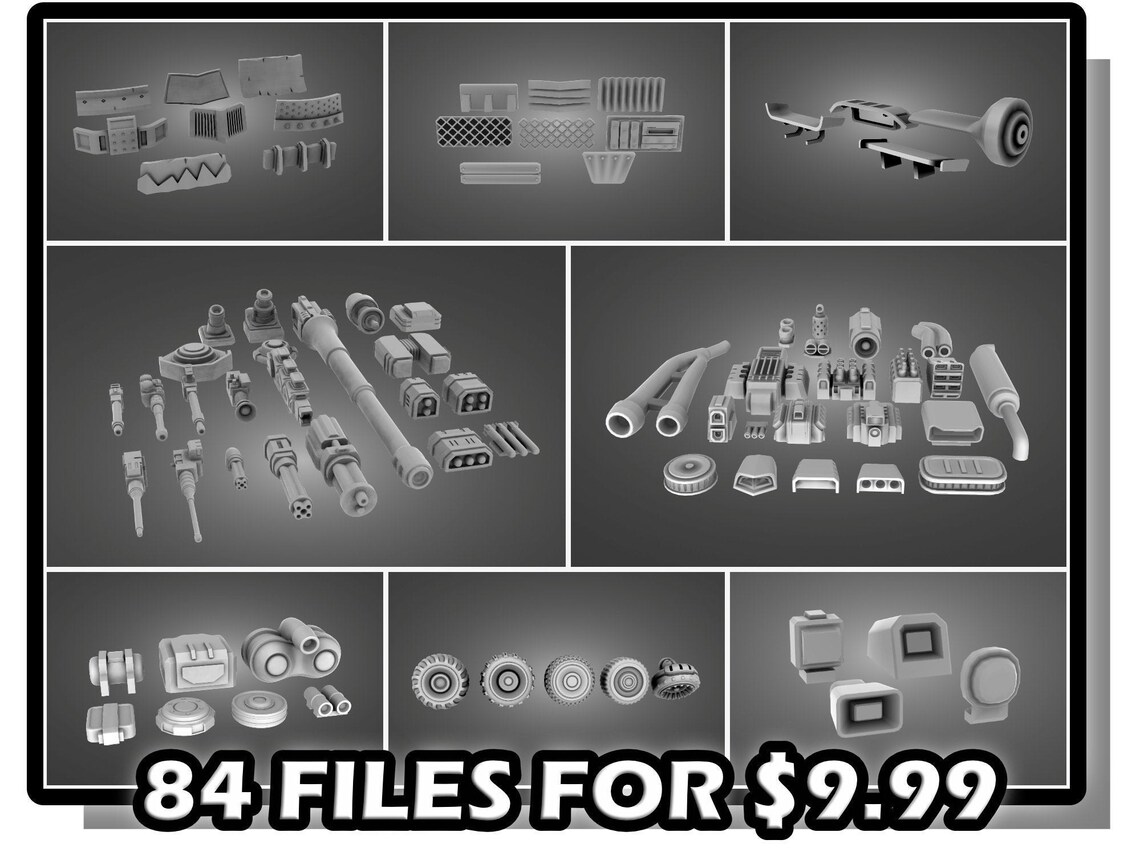 3D Printable Gaslands Vehicle Modification Bundle 84 files | Etsy