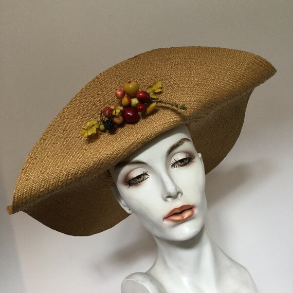 Vintage 1930s Wide Brimmed Fine Straw or Sisal Hat