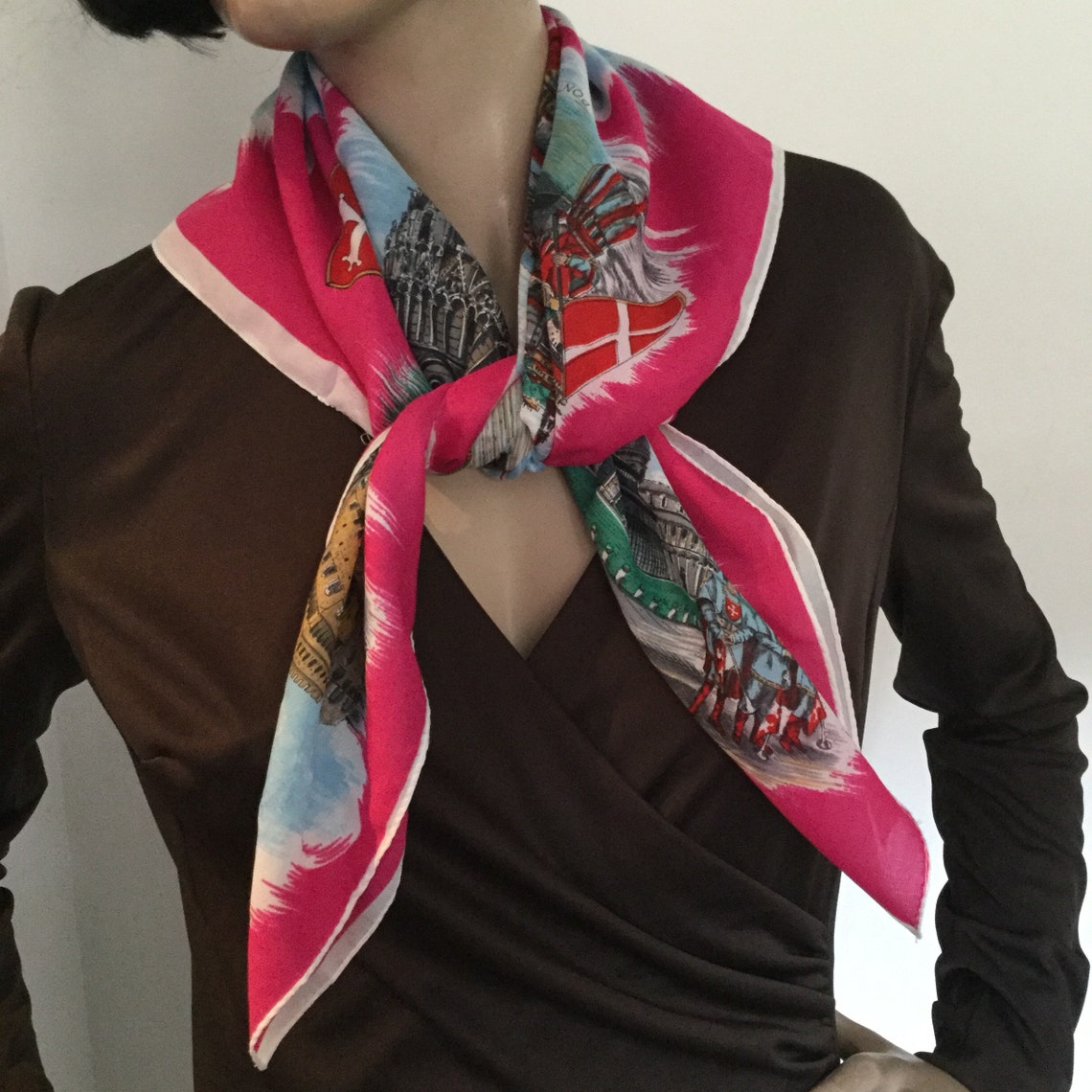 Vintage 1960s Souvenir of Italy Silk Scarf featuring Firenze Etsy