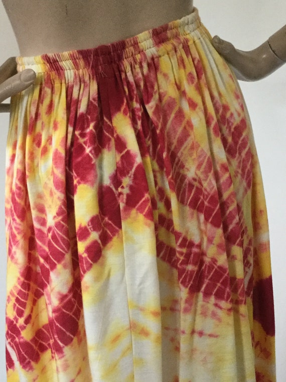 Vintage 1960s Hand-Made Tie Dyed Fringed Skirt or… - image 5