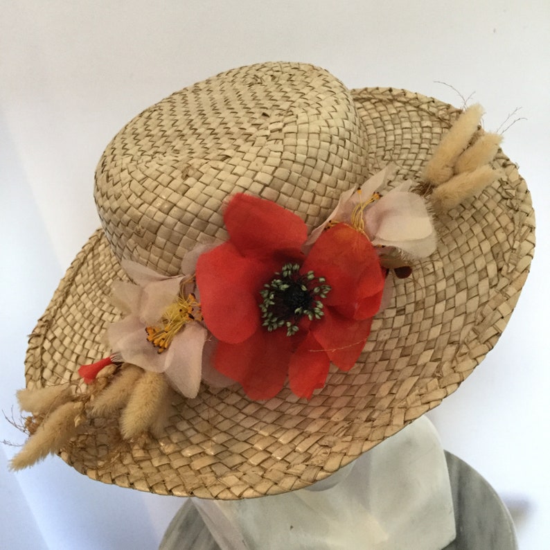 Vintage 1960s Frederick Fox Straw Summer Hat Trimmed with | Etsy