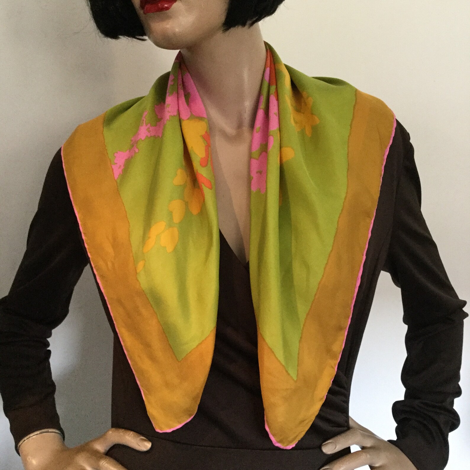 Vintage 1960s Silk Scarf With Hand Rolled Hems in Abstract - Etsy