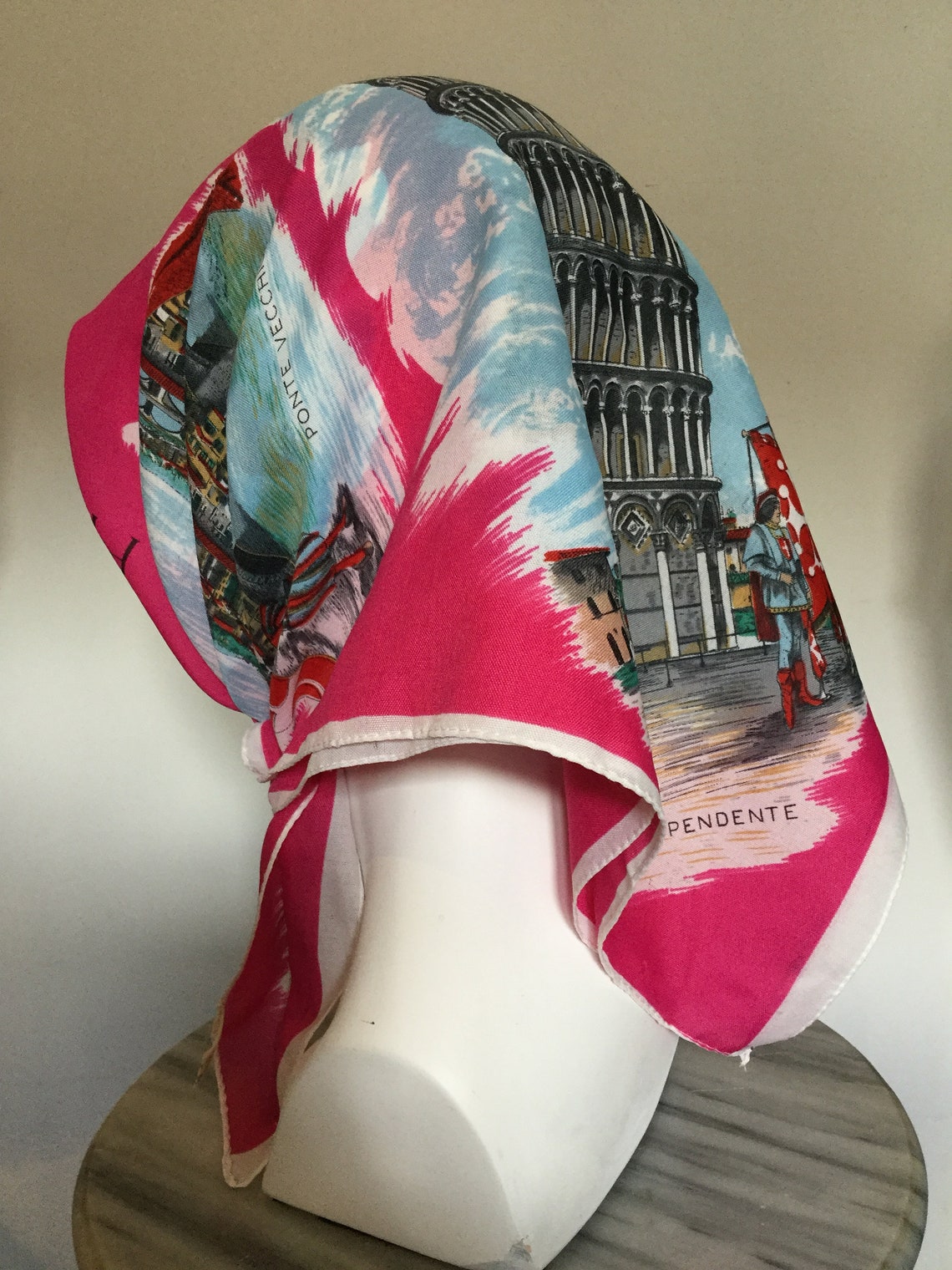 Vintage 1960s Souvenir of Italy Silk Scarf featuring Firenze Etsy