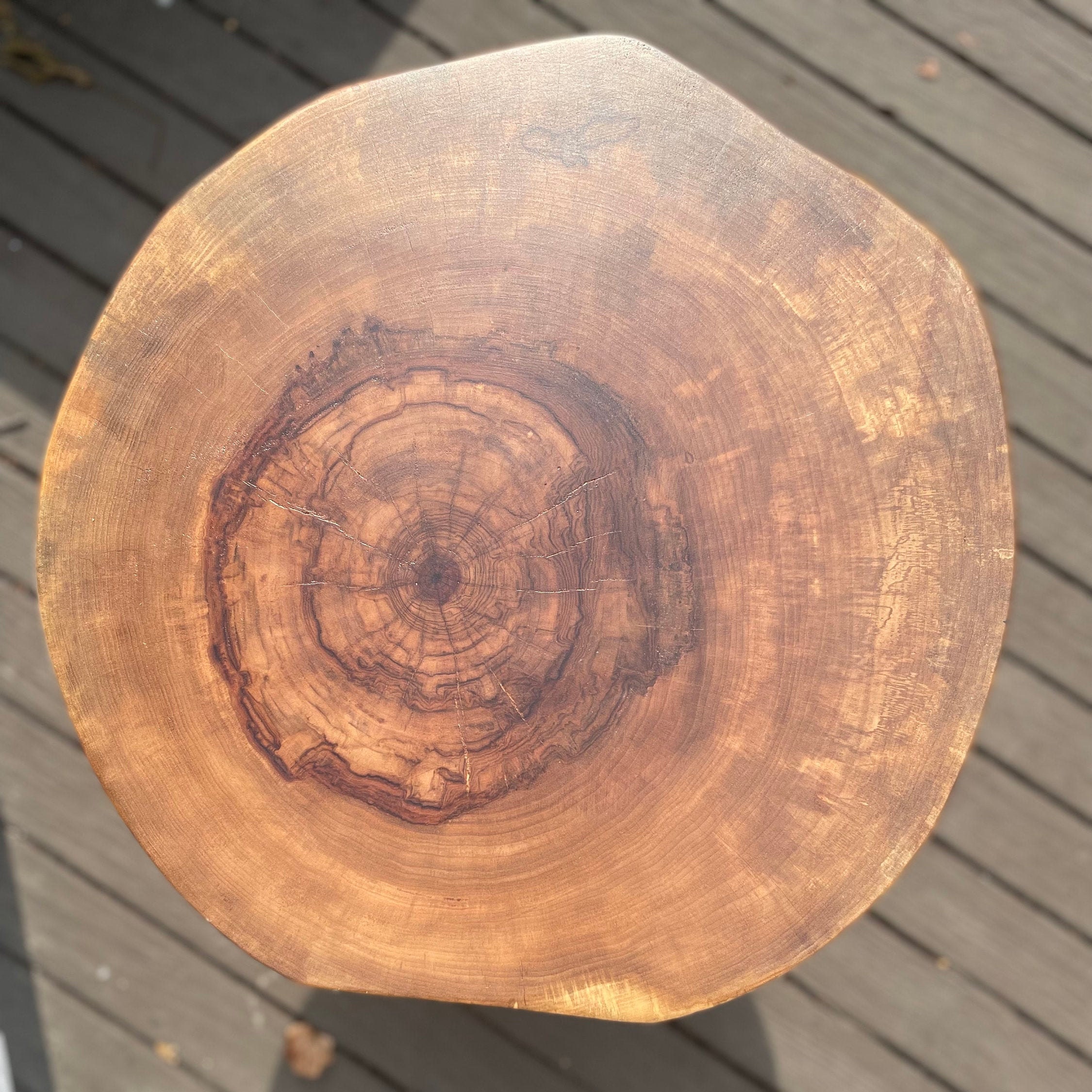 End Table Recycled Locust Wood End Grain Live Edge Etsy