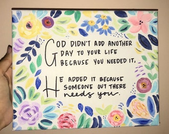 Bloemen aangepaste offerte teken | Gepersonaliseerde Bright Floral Wall Art | Inspirerende brief Quote | Kleurrijk 8x10 Custom Sign | Citaat op Canvas |