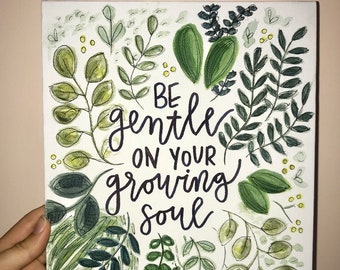 Leafy Custom Quote Canvas | Tuinhuis decor | College Dorm | Cadeau voor plantenliefhebber | Groeiende Ziel | Bladeren Muur opknoping | 8x10 aangepast teken