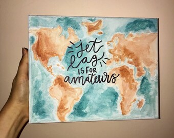 Canvas op maat maken van offerte | Reizen thema Wandkunst | Decor voor het thema in kaart brengen | Aanmaning Quote | Gepersonaliseerde wereldkaart | Cadeau voor Travel Lover