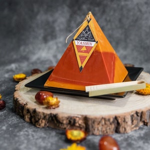 Hidden Crystals | Pyramid Candle | Personalised Gifts | Crystal Candle | Carnelian | Candle |
