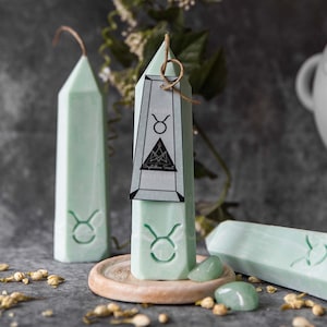 Taurus Zodiac Candle | Aventurine Candle | Hidden Crystal Candle | Aventurine Crystal Tower | Aventurine | Zodiac Candle |