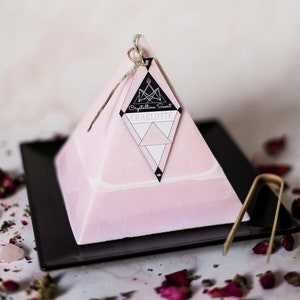 Rose Quartz | Pink Sands | Peach Blossom| Hidden Crystals | Pyramid Candle | Personalised Candle |  Personalised Gifts | Crystal Candle