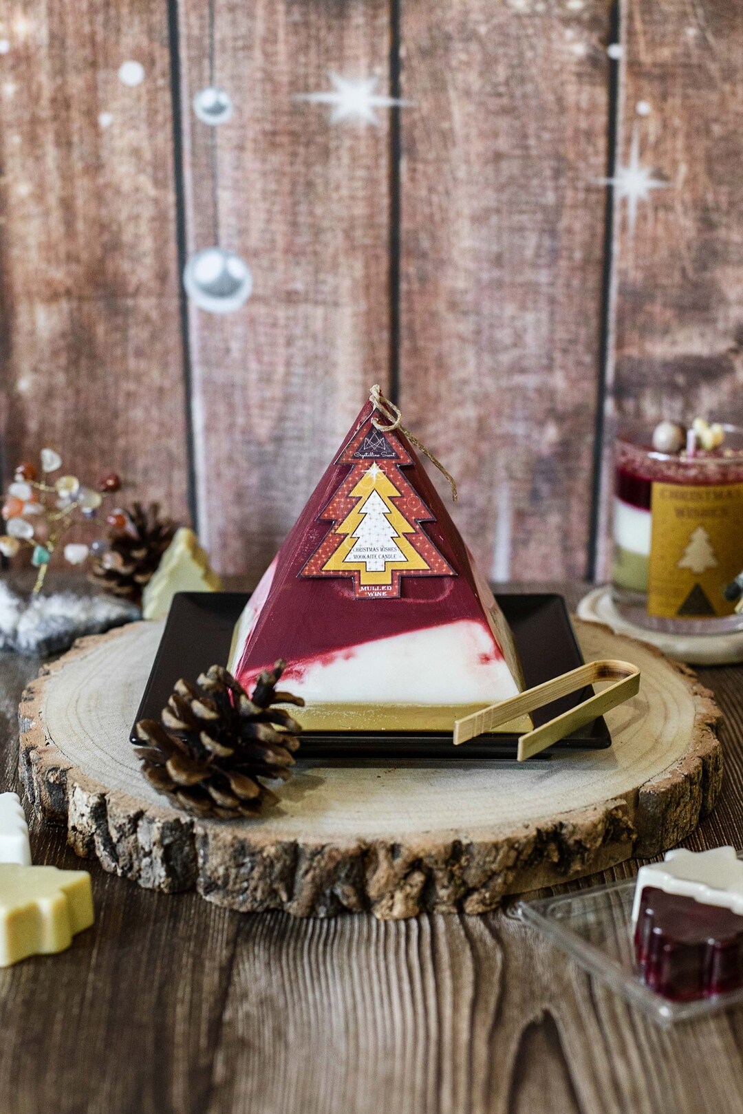 Christmas Collection Hidden Crystals Christmas Pyramid Candle Container ...