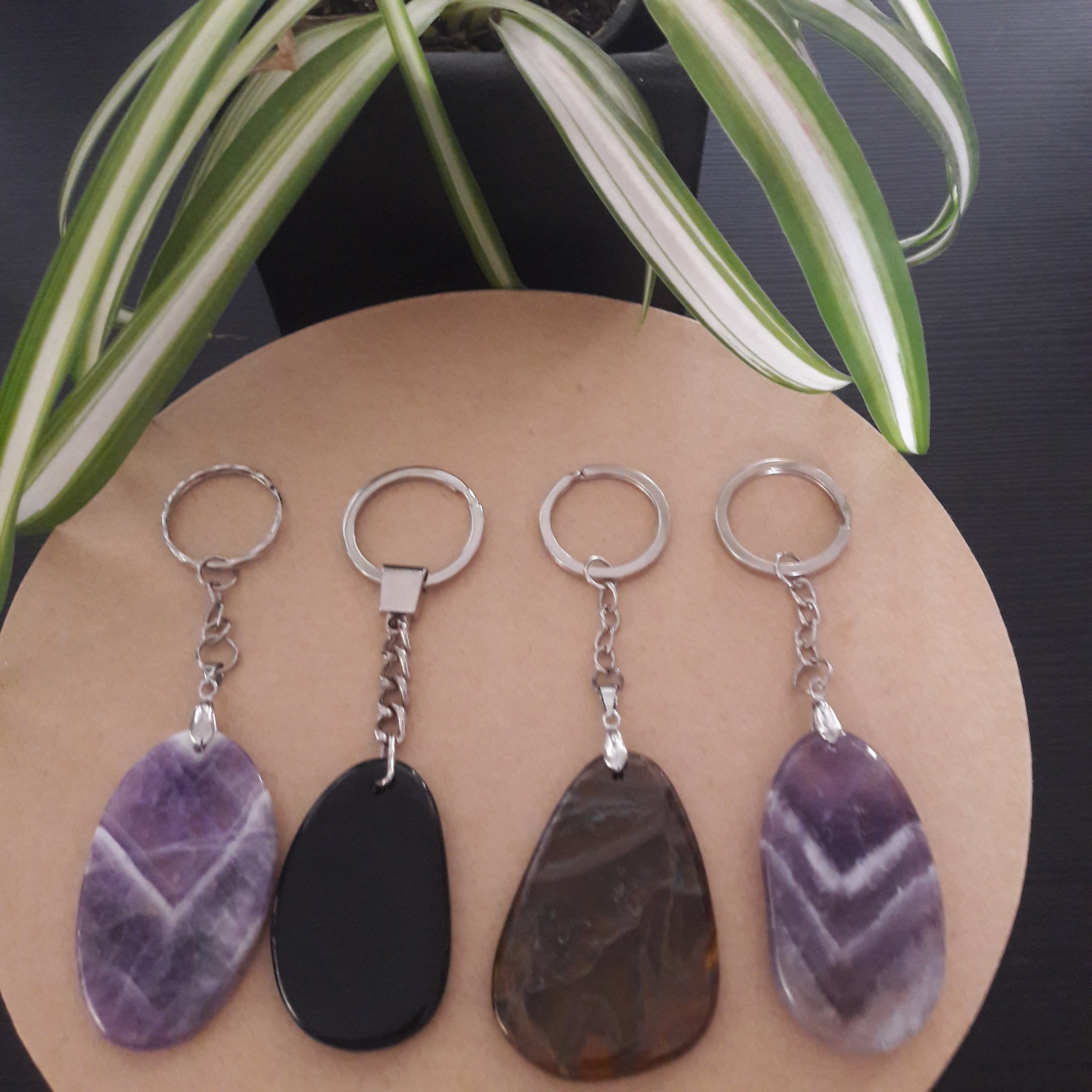 Handmade Keychain stone Amethyst The most popular Crystals. Etsy