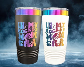 In My Hockey Mom Era, Hockey Mom, 20oz Stainless Steel, Laser Engraved Tumbler, Slider Lid