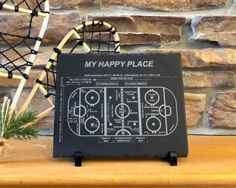 Hockey Rink Diagram, Slate Engraved 8x10 Plaque, Coach, Manager, Player Gift