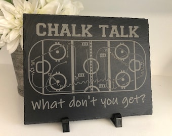 Chalk Talk, Hockey Rink Diagram, Slate Engraved 8x10 Plaque, Coach, Manager, Player Gift