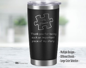 Teacher Gift, Tumbler, Puzzle Piece, Tumbler, Gift Ideas, Laser Engraved, Gifts, Personalized, Teacher Appreciation, End of year, Thank you