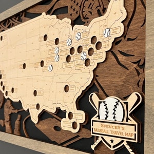 Carte du stade de baseball, carte de voyage, carte de voyage du stade de baseball, traqueur, cadeau personnalisé, enseigne, cadeau papa, cadeaux pour hommes, cadeaux pour garçons, cadeaux, MLB