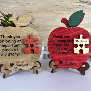 Teacher Gift, Apple, Puzzle Piece, Desktop Size, Personalized Teacher Gift, Appreciation, End of Year, Gifts, Daycare, Preschool, Thank you