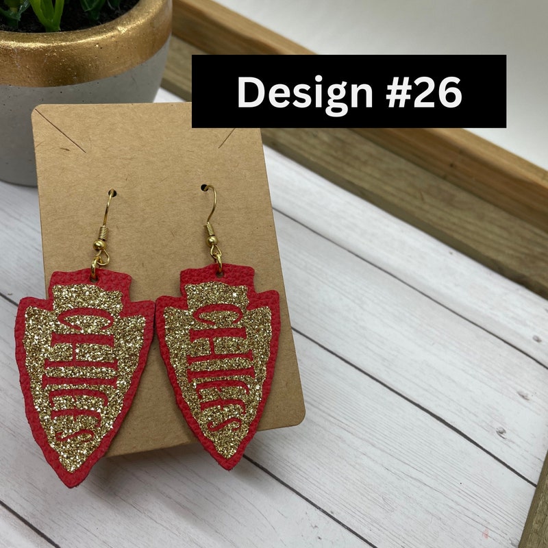 Kansas City Chiefs Red Game Day Script Earrings