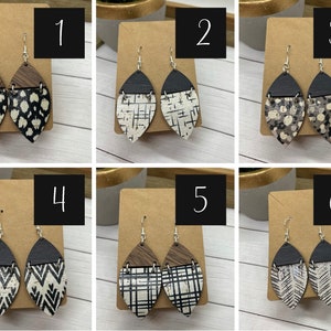 Wood Earrings with Cork and Genuine Leather | Cork Earrings | Genuine Leather On Back of Cork Earrings | Leather Earrings