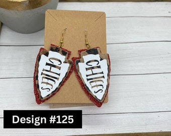 KC Football Teardrop Earrings | Chunky Glitter Earrings | Kansas City Football Earrings | Game Day Earrings
