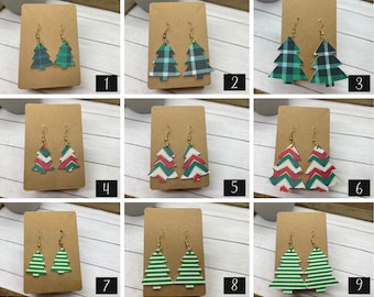 Christmas Tree Earrings | Faux Leather Earrings