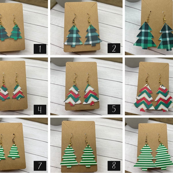 Christmas Tree Earrings | Faux Leather Earrings