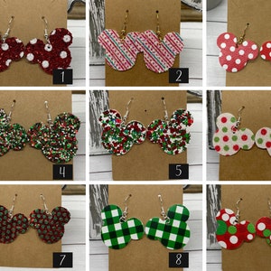 Christmas Mouse Faux Leather Earrings | Mouse Ears Earrings