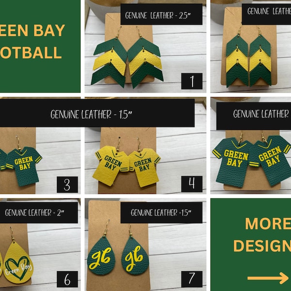 Green Bay Football Earrings, Green and Yellow Earrings, Game Day Earrings, Team Spirit Earrings