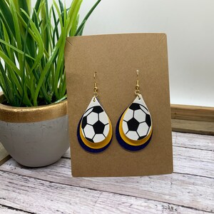 faux leather soccer earrings