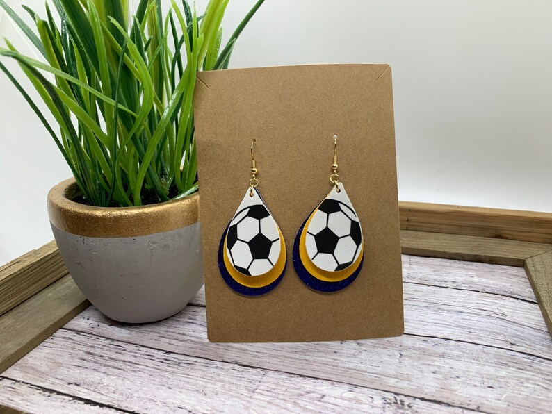 faux leather soccer earrings